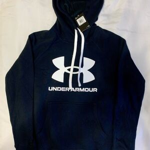 NWT Under Armour Black Pullover Hoodie with White Logo Size Adult Medium